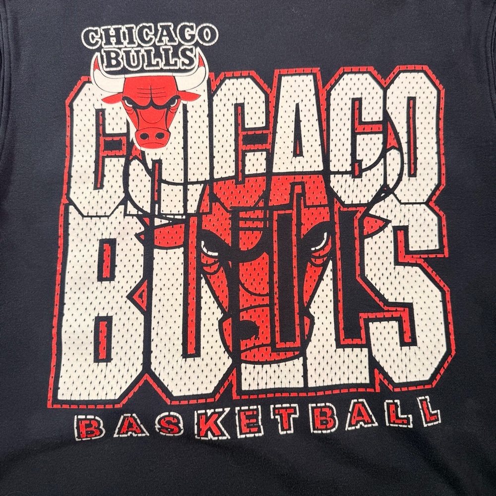Mitchell Ness Chicago Bulls Basketball Crewneck Sweatshirt Black Vintage NBA M - Picture 4 of 8